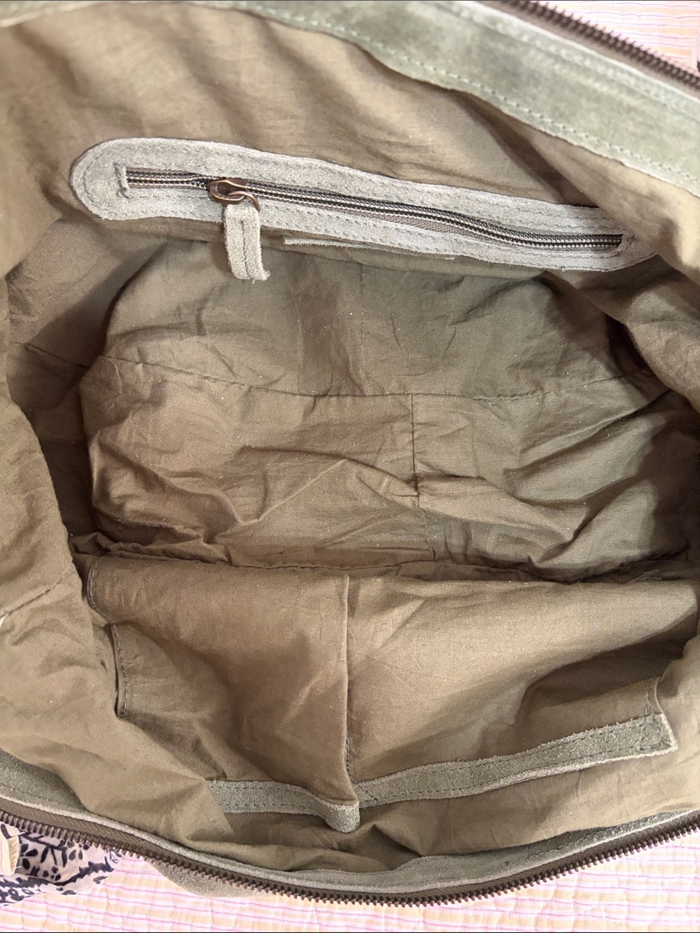 Free People Olive Green Suede Hobo Bag with Scarf Accent - Picture 7 of 12